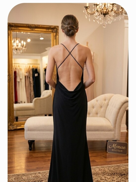 Frederick's of Hollywood Dresses & Skirts - Vtg Frederick's of Hollywood Black Backless Maxi Dress with Crisscross Straps